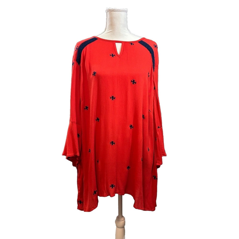 Catherines Womens Top 3X Red Nautical Tunic